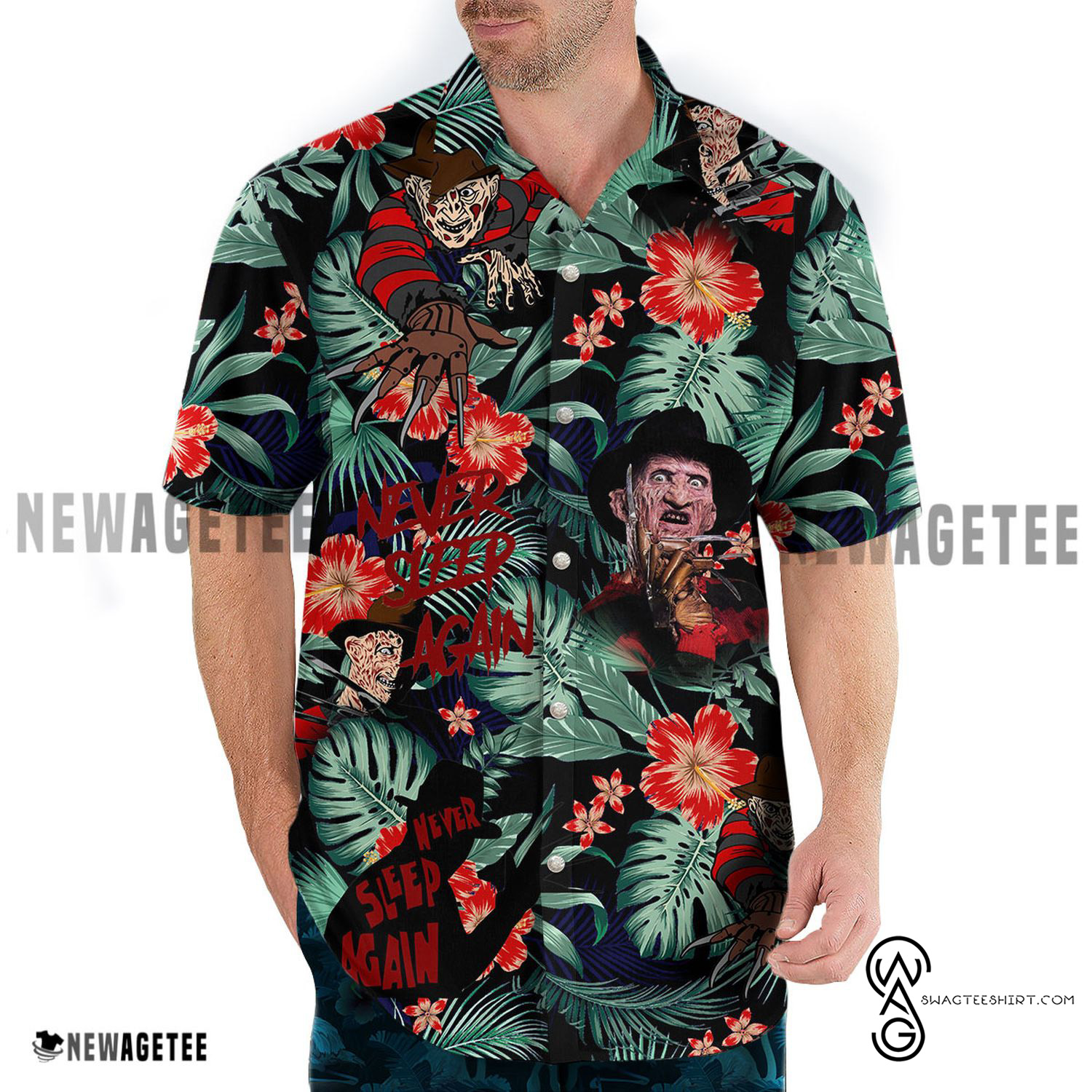 [Top Trending] Freddy Krueger Jack Skelington Halloween Casual Beach Full Printing Hawaiian Shirt